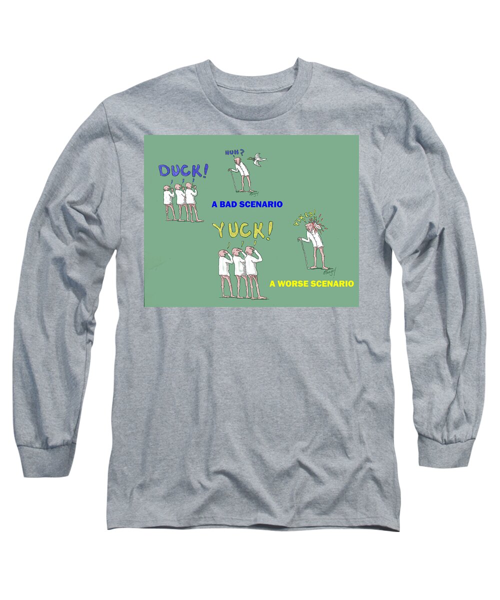 Duck Long Sleeve T-Shirt featuring the digital art Duck Yuck by R Allen Swezey