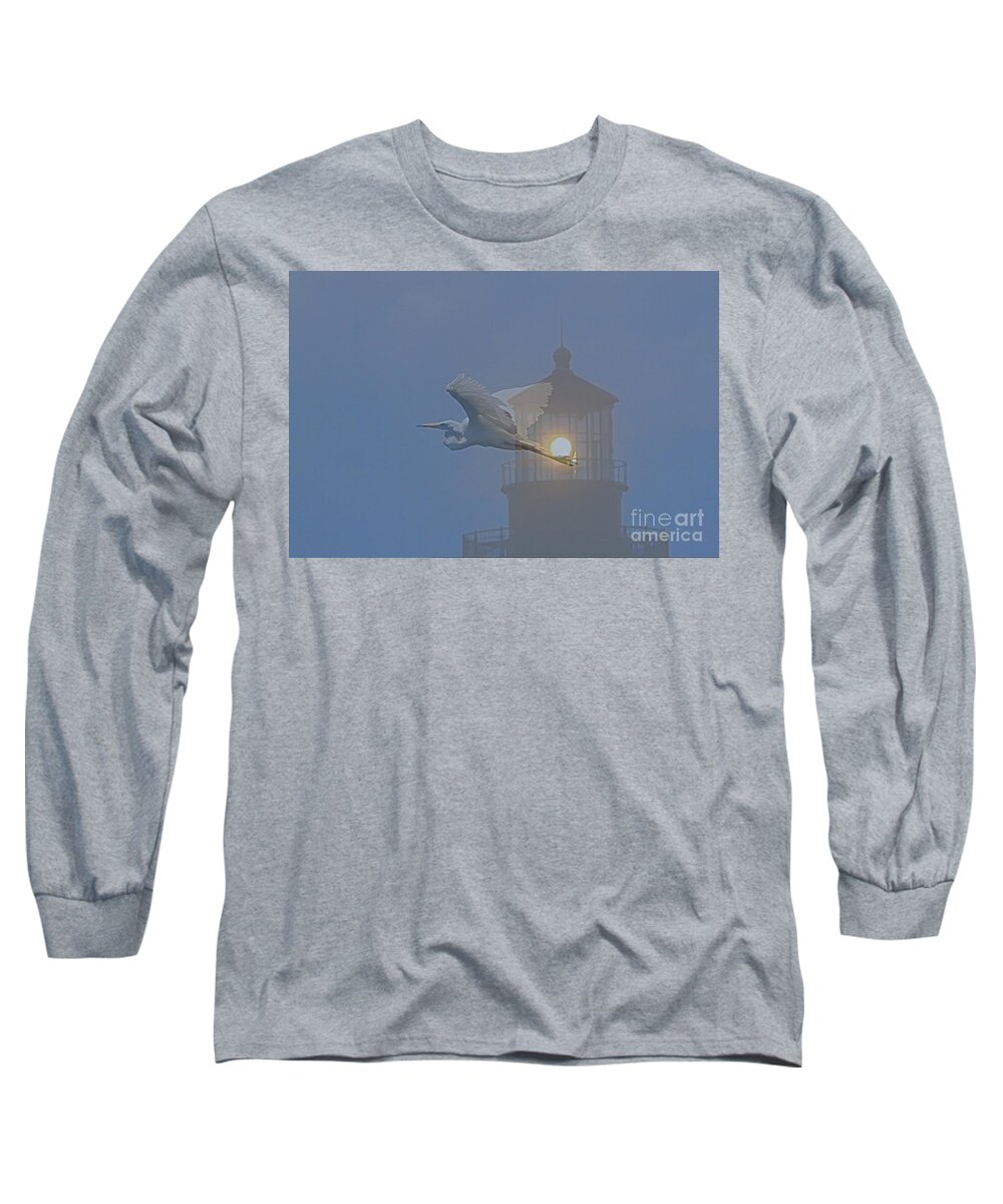 Nc Long Sleeve T-Shirt featuring the photograph Egret at Hatteras by Cathy Lindsey