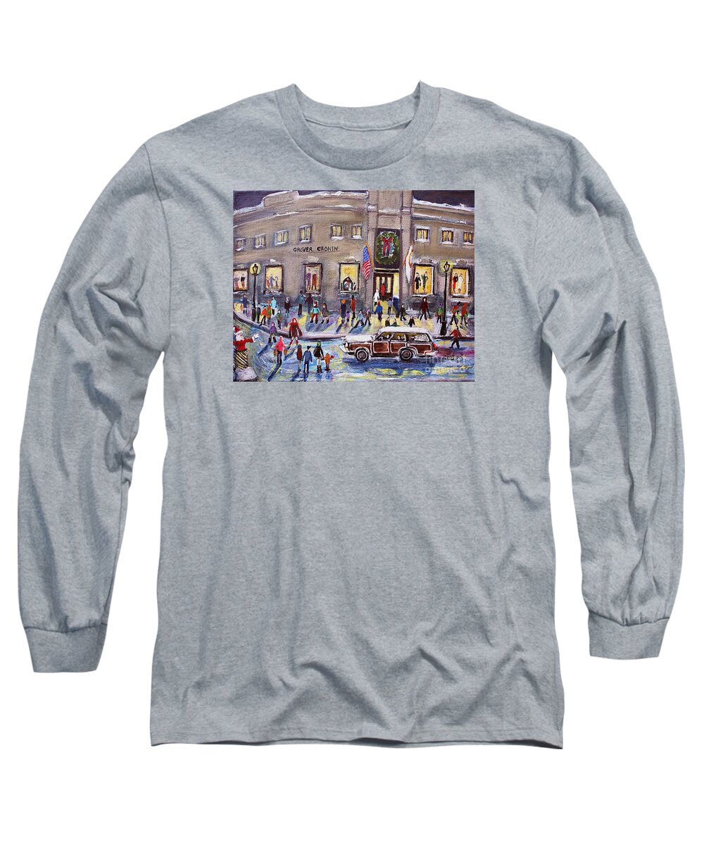 Grover Cronin Long Sleeve T-Shirt featuring the painting Evening Shopping at Grover Cronin by Rita Brown