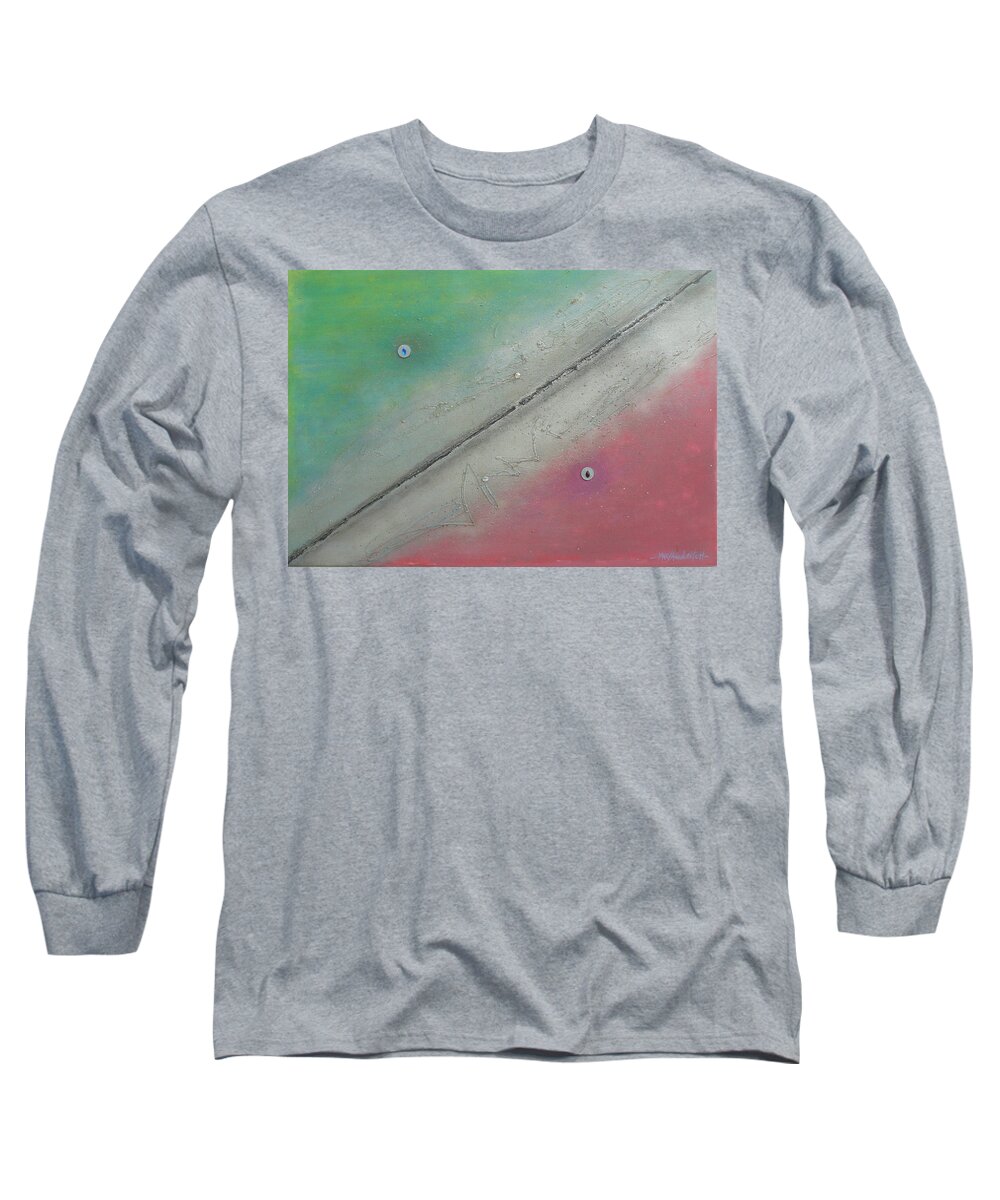 Abstract Long Sleeve T-Shirt featuring the painting Exploration a by Mary Ann Leitch