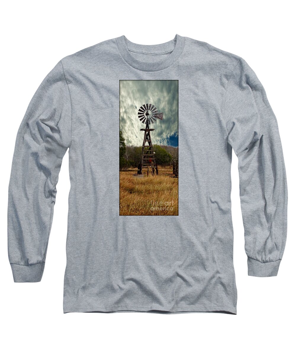 Windmill Long Sleeve T-Shirt featuring the photograph Face The Wind - Windmill Photography Art by Ella Kaye Dickey