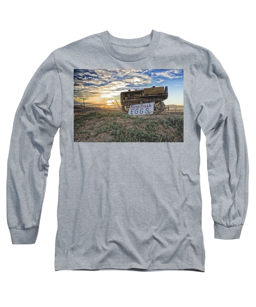 Tractor Long Sleeve T-Shirt featuring the photograph Farm Fresh Eggs by Robin Mayoff