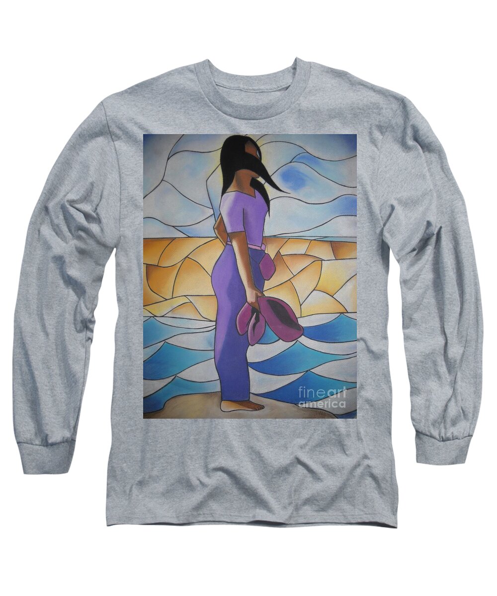 African American Art Long Sleeve T-Shirt featuring the drawing Fearfree II by Sonya Walker