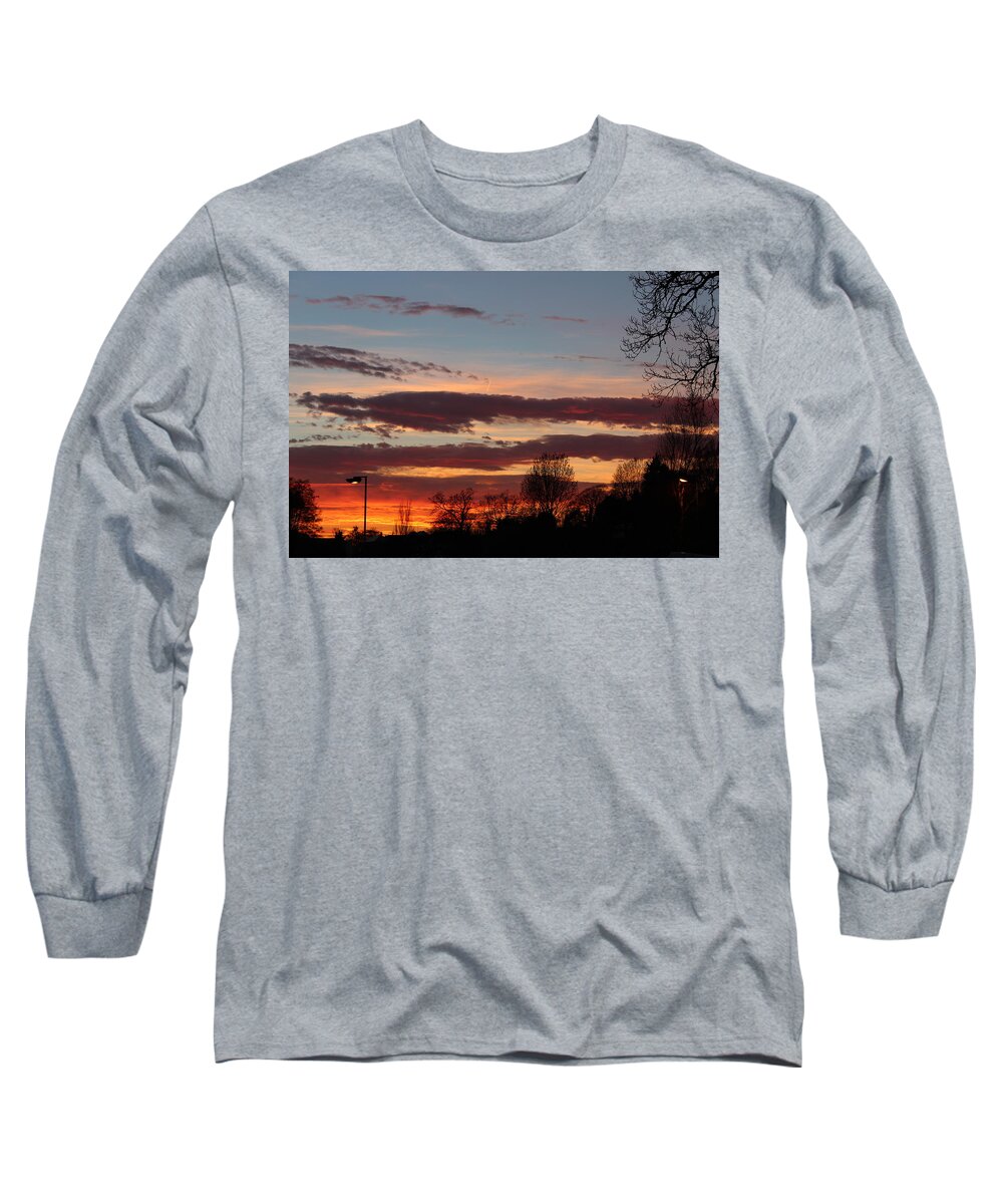 Sunset Long Sleeve T-Shirt featuring the photograph Fire In The Sky by Sarah Qua