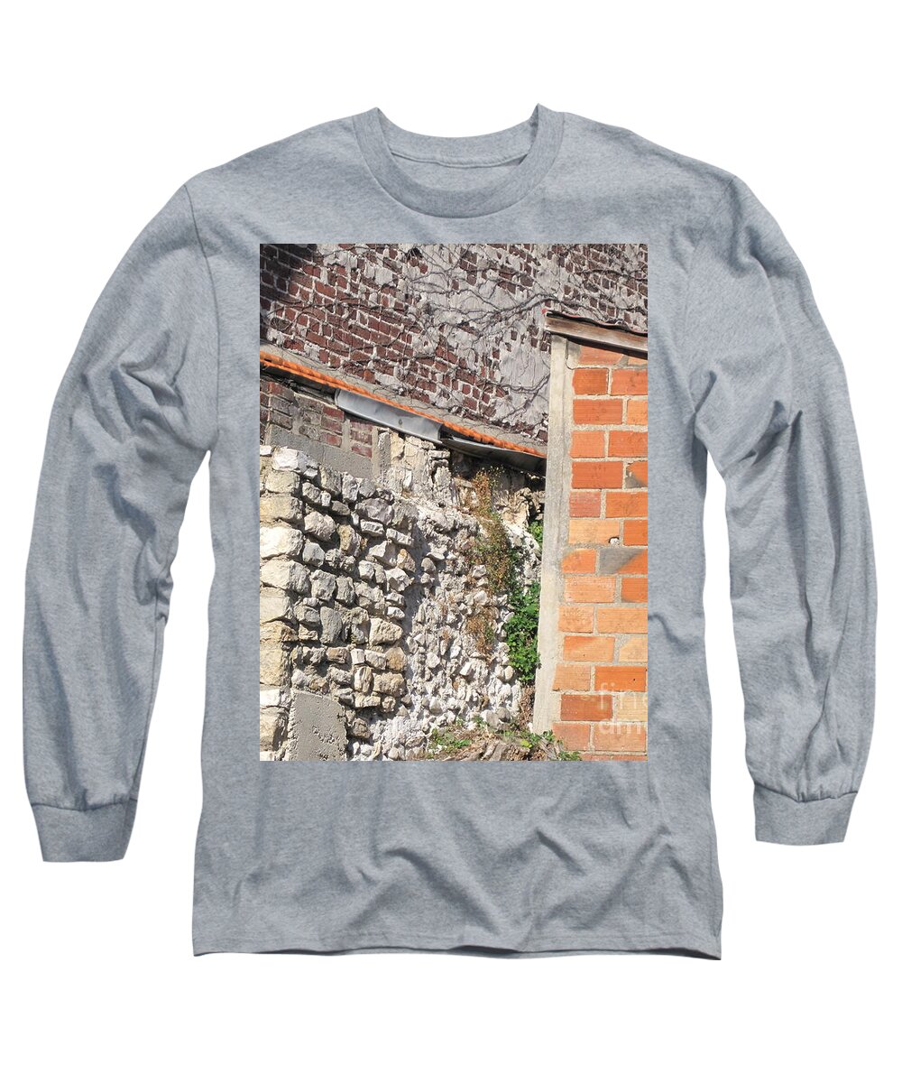 Brick Long Sleeve T-Shirt featuring the photograph French Farm Wall by HEVi FineArt