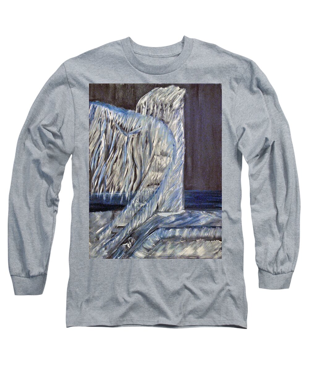 Light House Long Sleeve T-Shirt featuring the painting Frozen Light House by Suzanne Surber