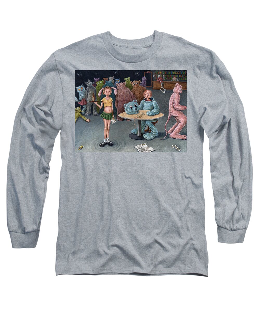 Bar Long Sleeve T-Shirt featuring the painting Furry Bar by Holly Wood