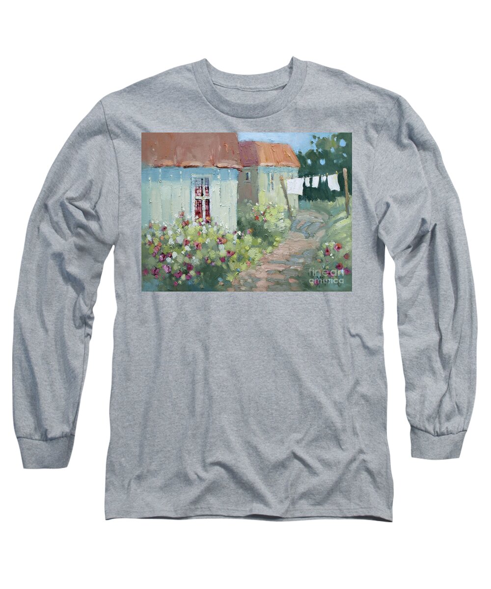 Cottages Long Sleeve T-Shirt featuring the painting Garden Path by Joyce Hicks
