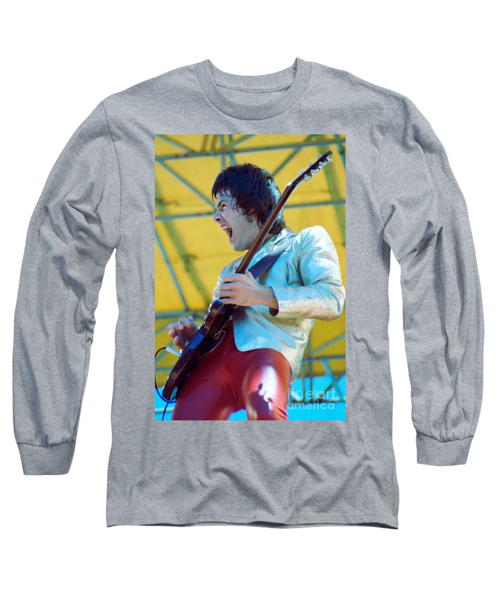 Gary Moore Long Sleeve T-Shirt featuring the photograph Gary Moore of Thin Lizzy - Day on the Green 7-4-79 Personal Color Photo by Daniel Larsen