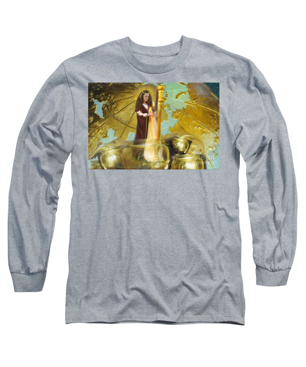 Prophetic Art Long Sleeve T-Shirt featuring the painting Golden Bowls of Prayer by Constance Woods