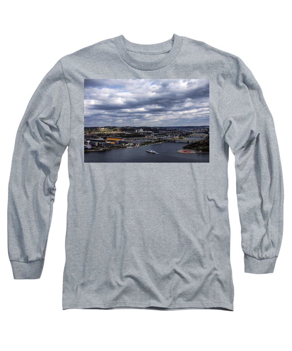 Three Rivers Stadium Long Sleeve T-Shirt featuring the photograph Heading To The Game by Michelle Joseph-Long