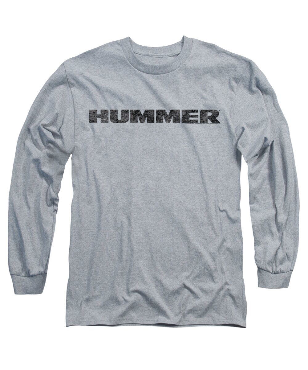 Minimalistic Long Sleeve T-Shirt featuring the digital art Hummer - Distressed Hummer Logo by Brand A