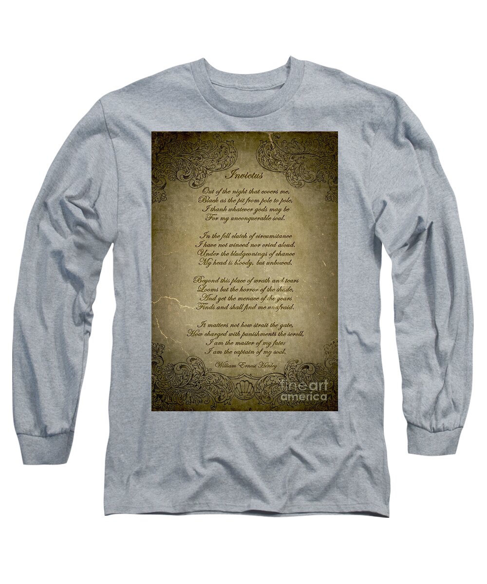 Invictus Long Sleeve T-Shirt featuring the digital art Invictus by William Ernest Henley by Olga Hamilton