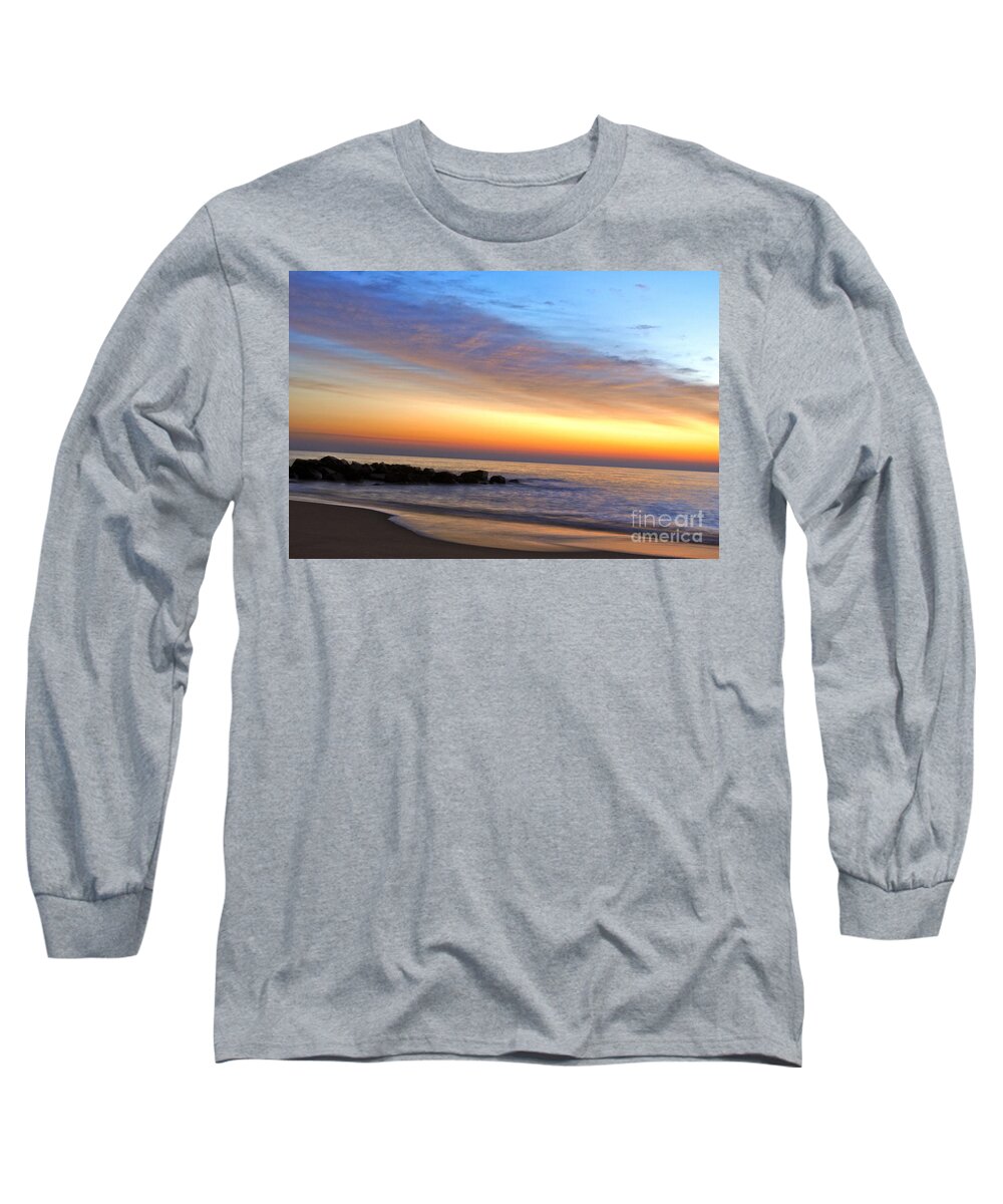 Jersey Shore Long Sleeve T-Shirt featuring the digital art Jersey Shore Sunrise by Danielle Summa