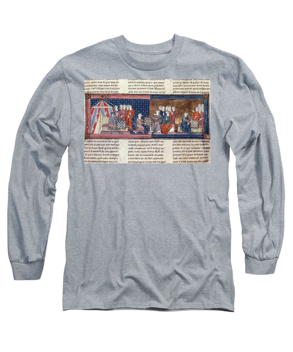 14th Century Long Sleeve T-Shirt featuring the painting King Arthur & Guinevere by Granger