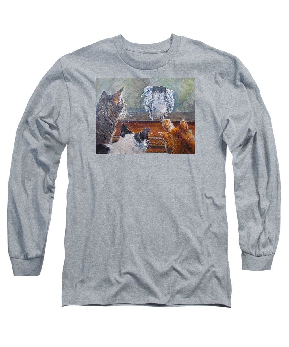 Nature Long Sleeve T-Shirt featuring the painting Kiss My Assssssss by Donna Tucker