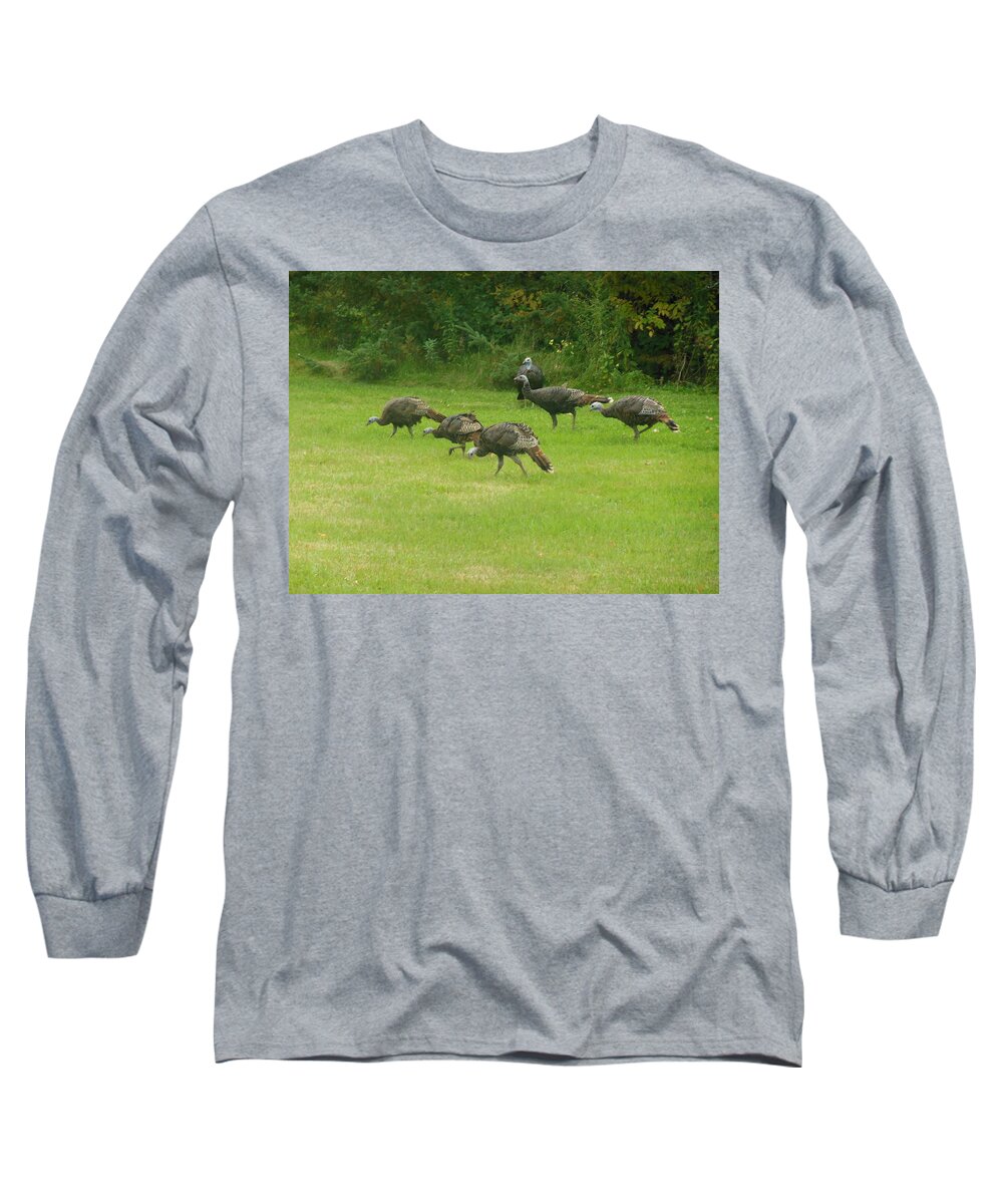 Wild Turkey Long Sleeve T-Shirt featuring the photograph Let's Turkey Around by Kimberly Woyak
