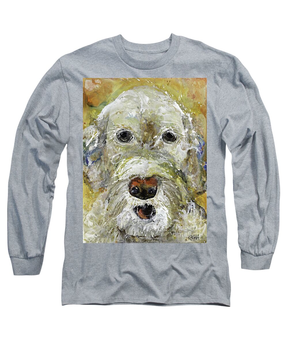 Labradoodle Long Sleeve T-Shirt featuring the painting Lily by Kasha Ritter