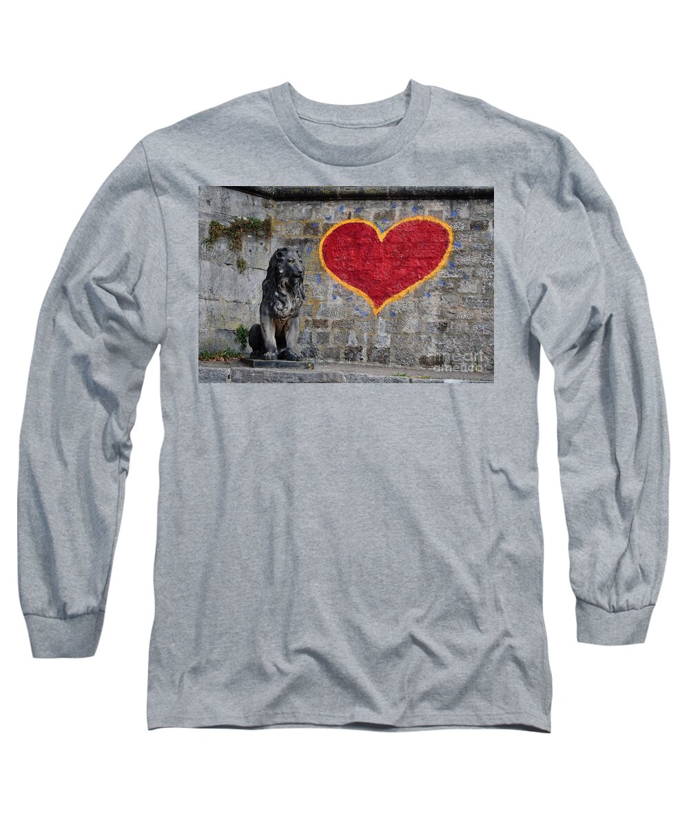 Statue Long Sleeve T-Shirt featuring the photograph Lionheart by Thomas Marchessault