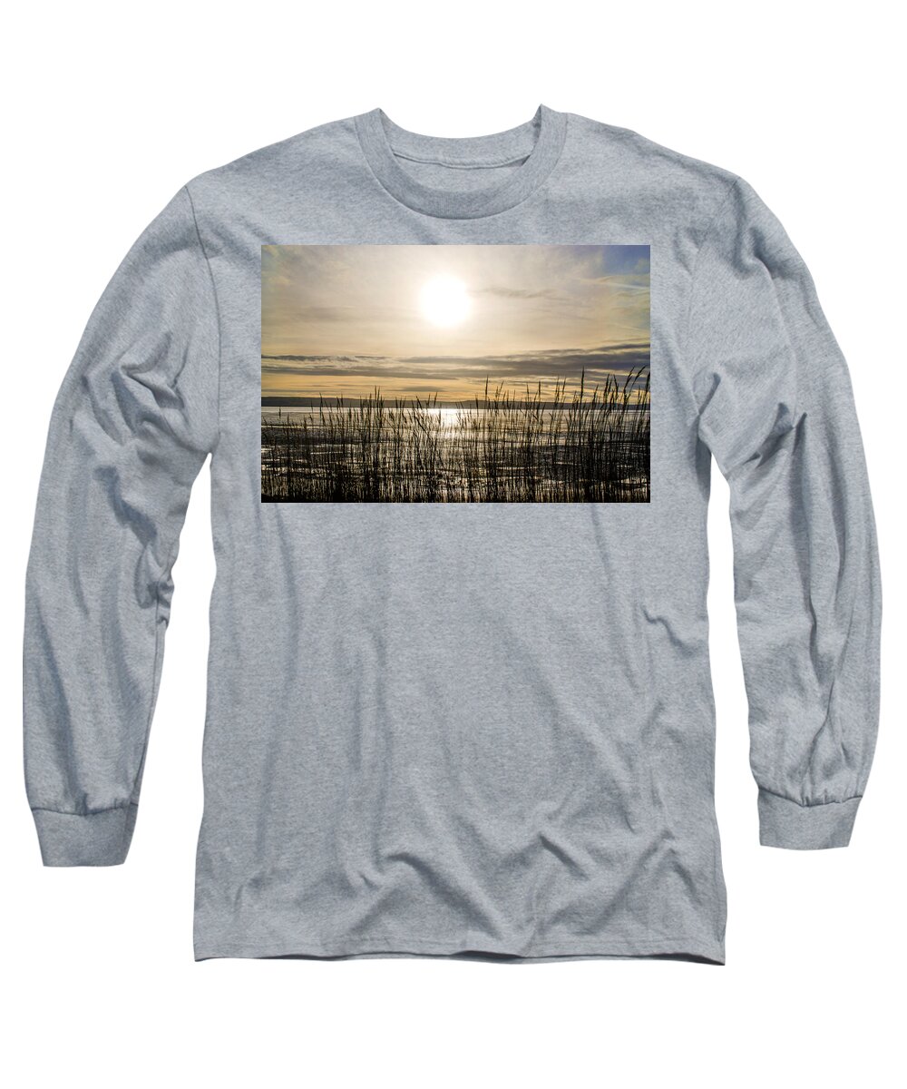North Wales Long Sleeve T-Shirt featuring the photograph Looking at Wales through the grass by Spikey Mouse Photography