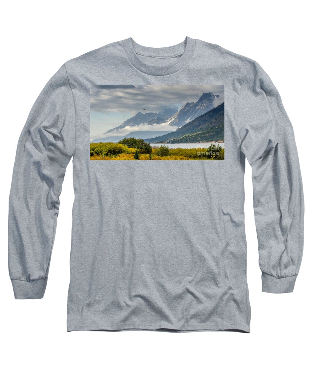 Low Clouds On The Teton Mountains Long Sleeve T-Shirt featuring the photograph Low Clouds On The Teton Mountains by Debra Martz