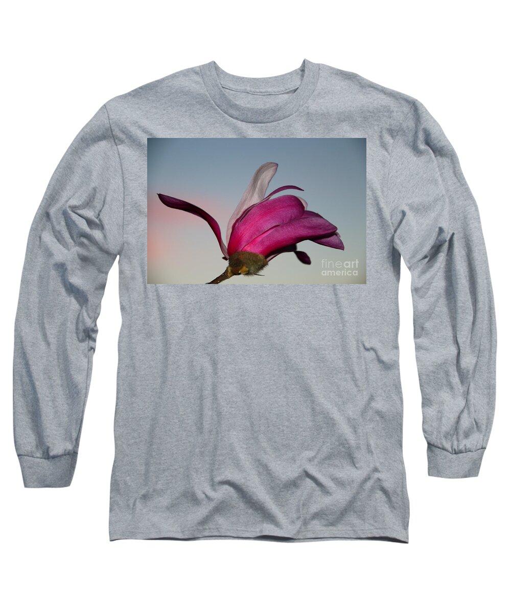 Beautiful Long Sleeve T-Shirt featuring the photograph Magnolia Blossom in the Sunset by Amanda Mohler