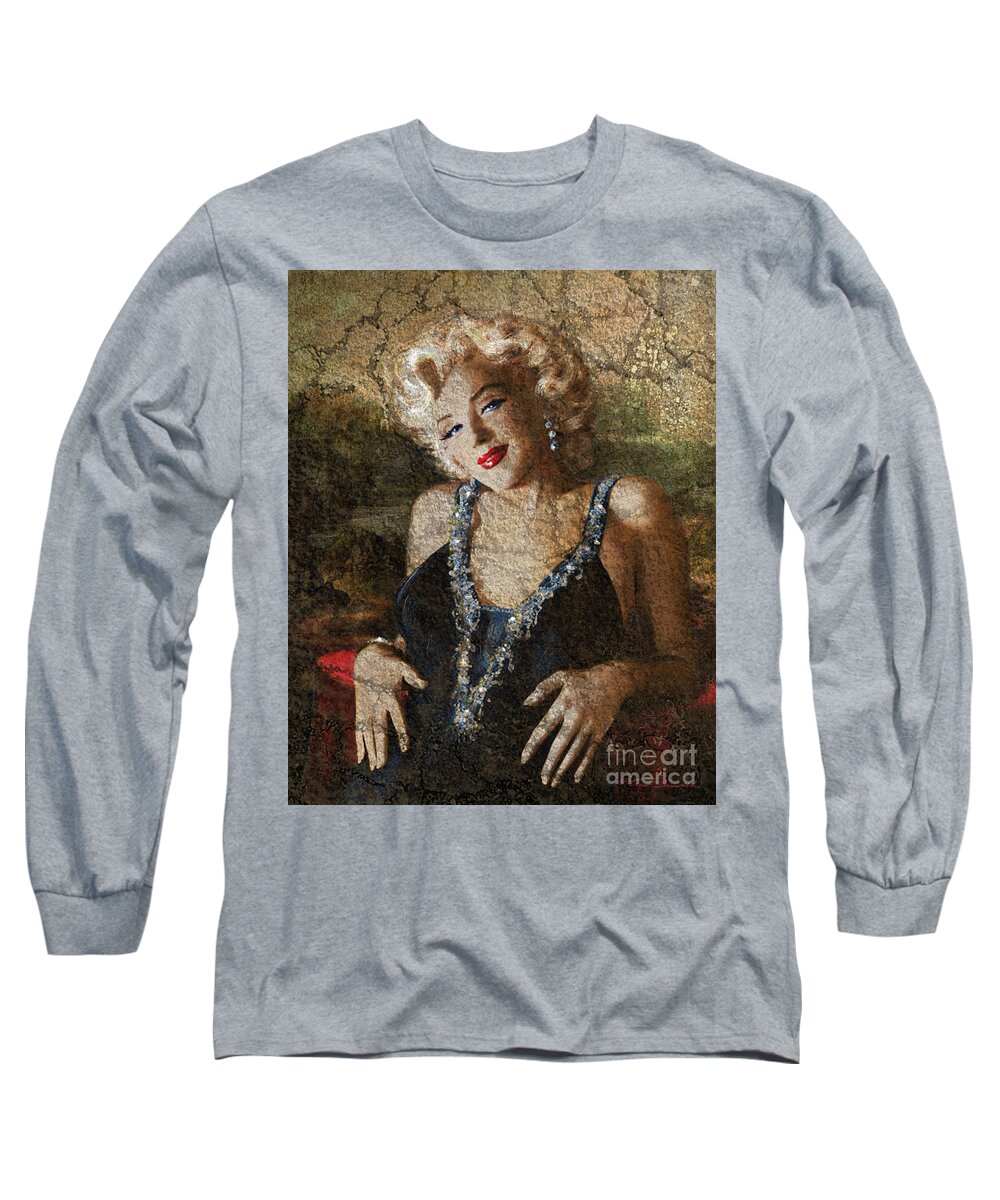 Marilyn Long Sleeve T-Shirt featuring the painting Marilyn 'Mona Lisa' 1 A by Theo Danella