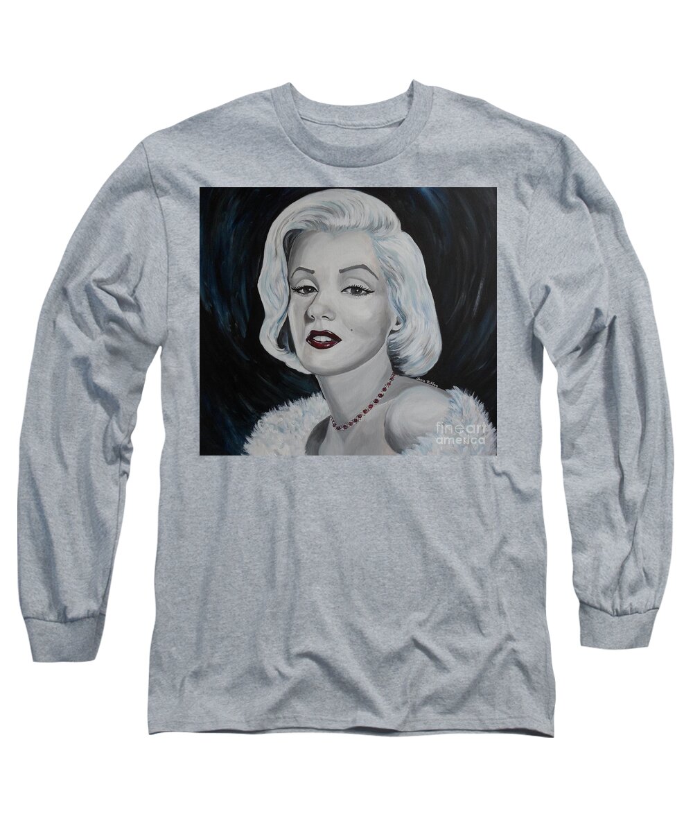 Marilyn Monroe Long Sleeve T-Shirt featuring the painting Marilyn Monroe by Julie Brugh Riffey