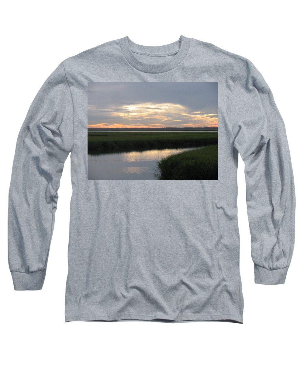 Marsh Long Sleeve T-Shirt featuring the photograph Marsh Sunset 3 by Ellen Meakin