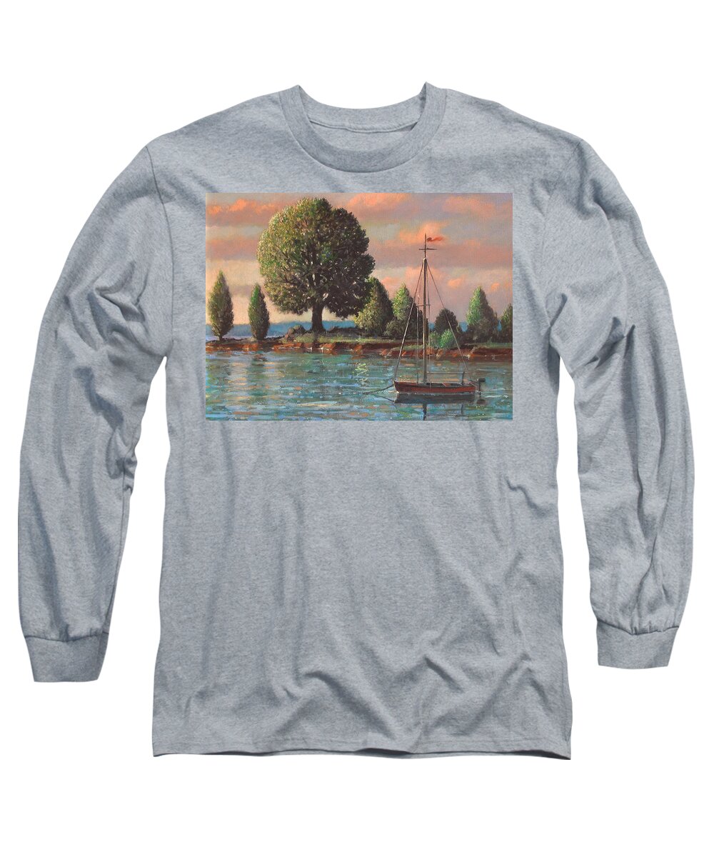 Mcmeekins Point Long Sleeve T-Shirt featuring the painting McMeekins Point by Blue Sky