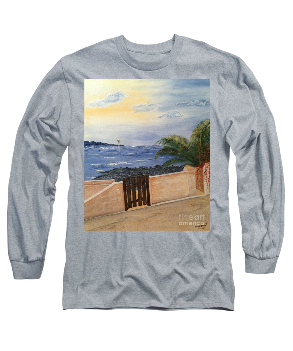 Mediterranean Long Sleeve T-Shirt featuring the painting Mediterranean BBMB0001 by Brenda Brown