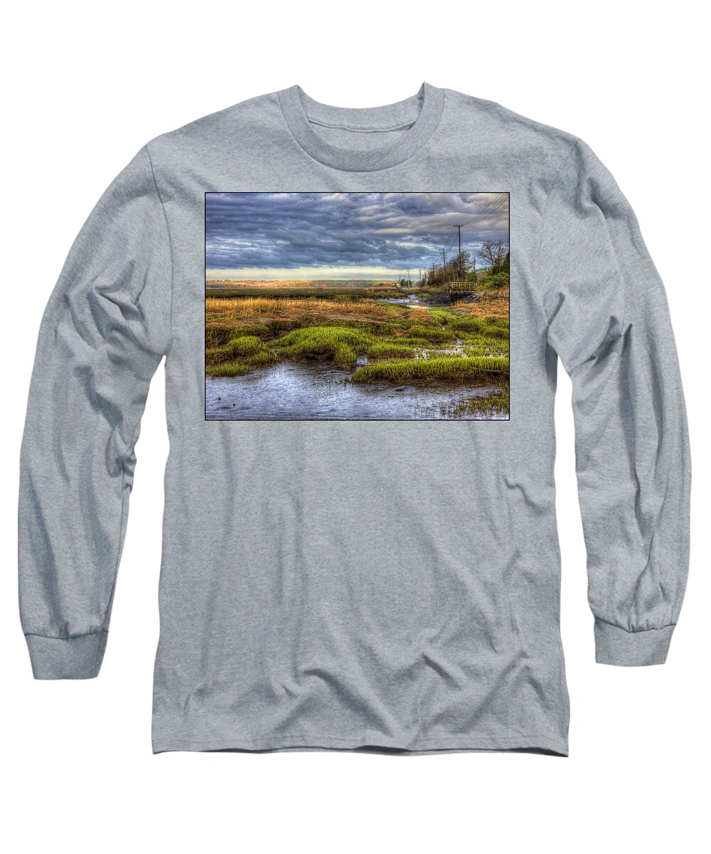 Merrimack Long Sleeve T-Shirt featuring the photograph Merrimack River Marsh by Rick Mosher