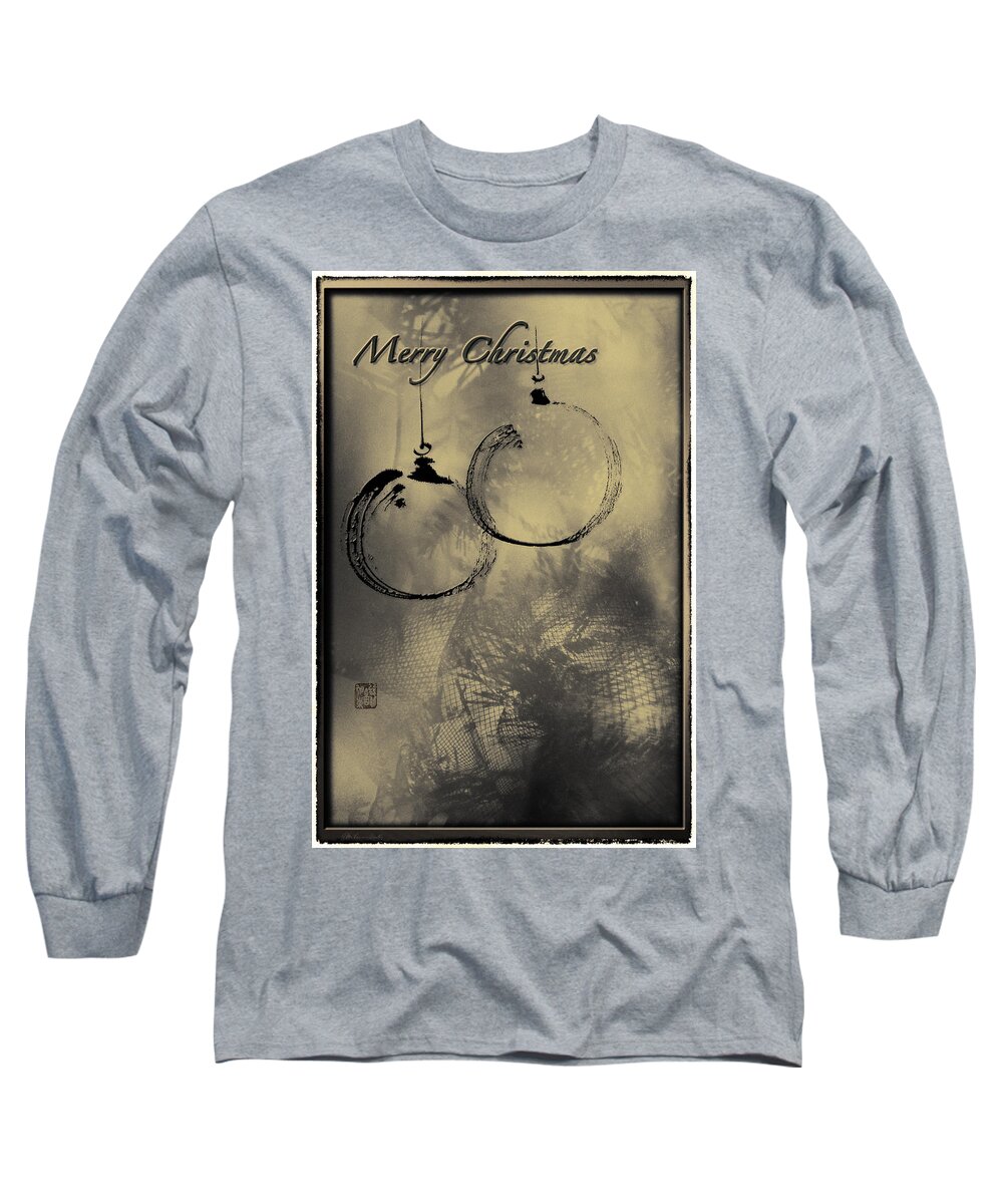 Christmas Balls Long Sleeve T-Shirt featuring the mixed media Merry Christmas card by Peter V Quenter