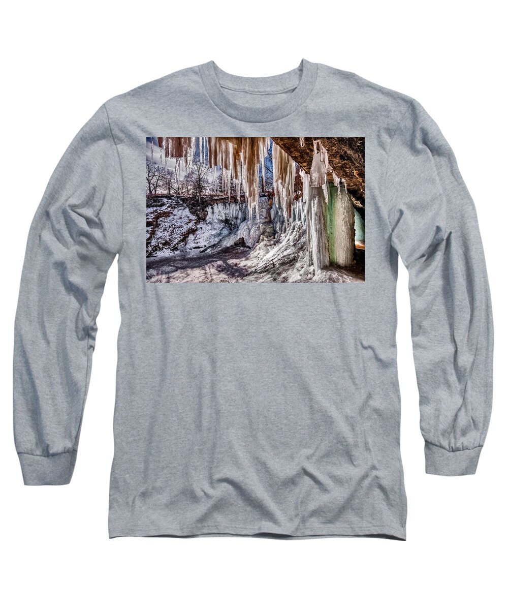 Landscape Long Sleeve T-Shirt featuring the photograph Minnehaha Falls in Winter by Tom Gort