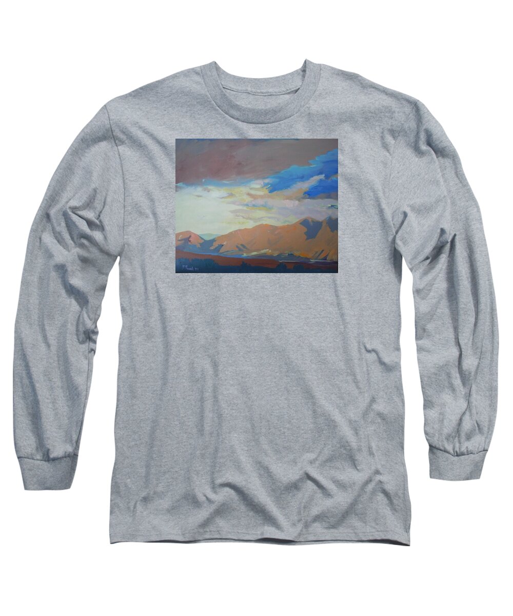 Landscape Long Sleeve T-Shirt featuring the painting Montana Storm by Francine Frank