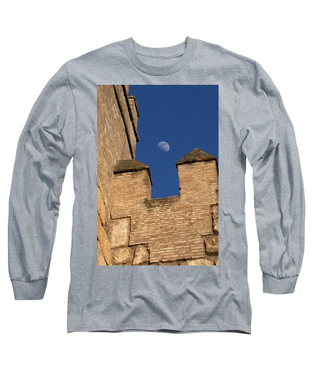 Alcazar Long Sleeve T-Shirt featuring the photograph Moon over Alcazar by Michael Kirk