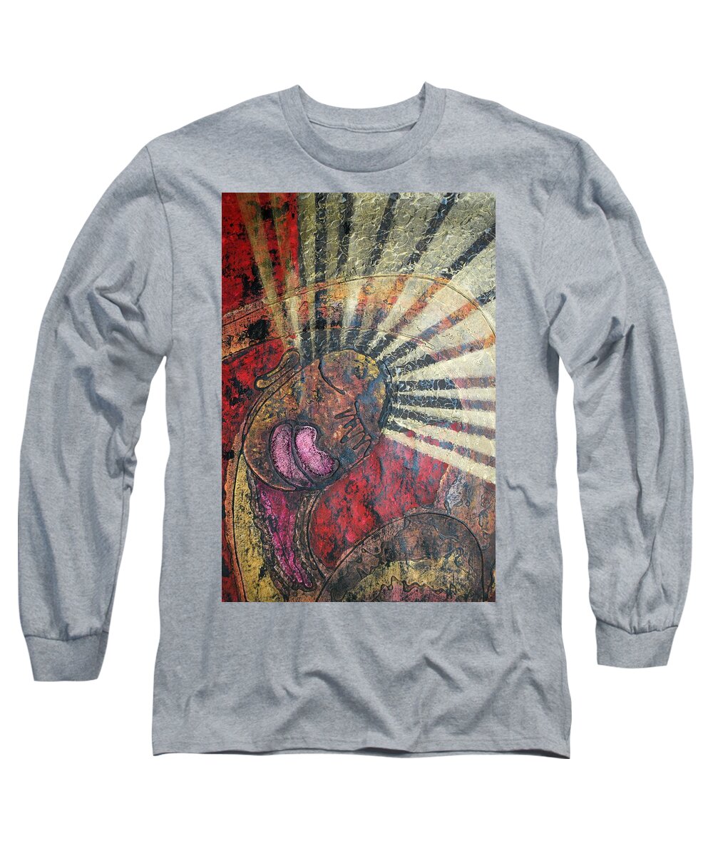 Mother Long Sleeve T-Shirt featuring the painting Mother Daughter God by Cleaster Cotton