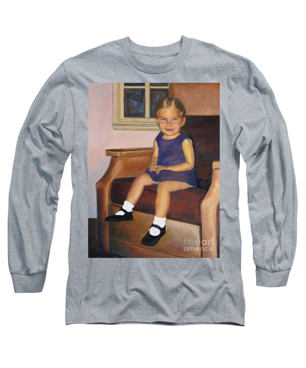 Little Girl Long Sleeve T-Shirt featuring the painting My Father's Chair by Pamela Parsons