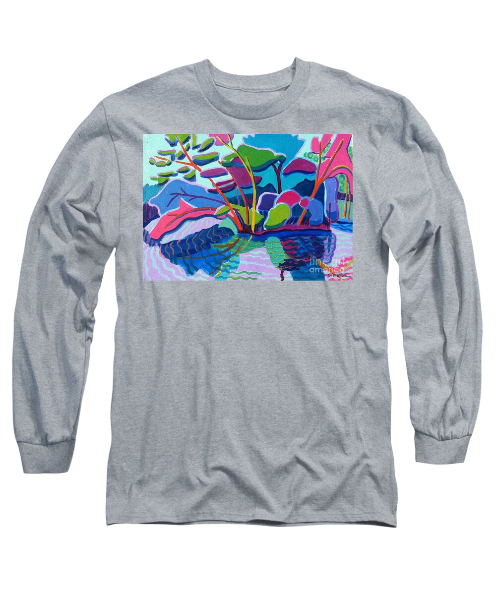 Landscape Long Sleeve T-Shirt featuring the painting Forest Magenta by Debra Bretton Robinson