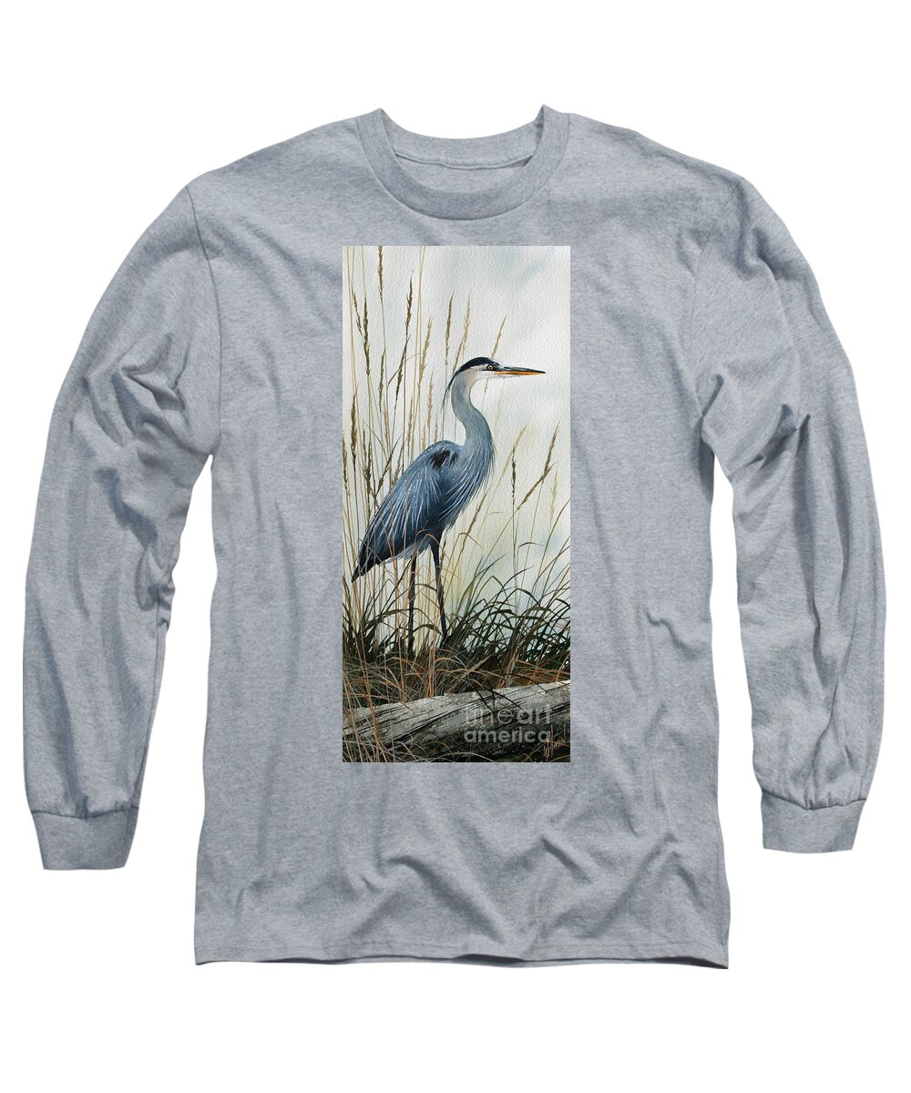 Nature Long Sleeve T-Shirt featuring the painting Natures Gentle Stillness by James Williamson