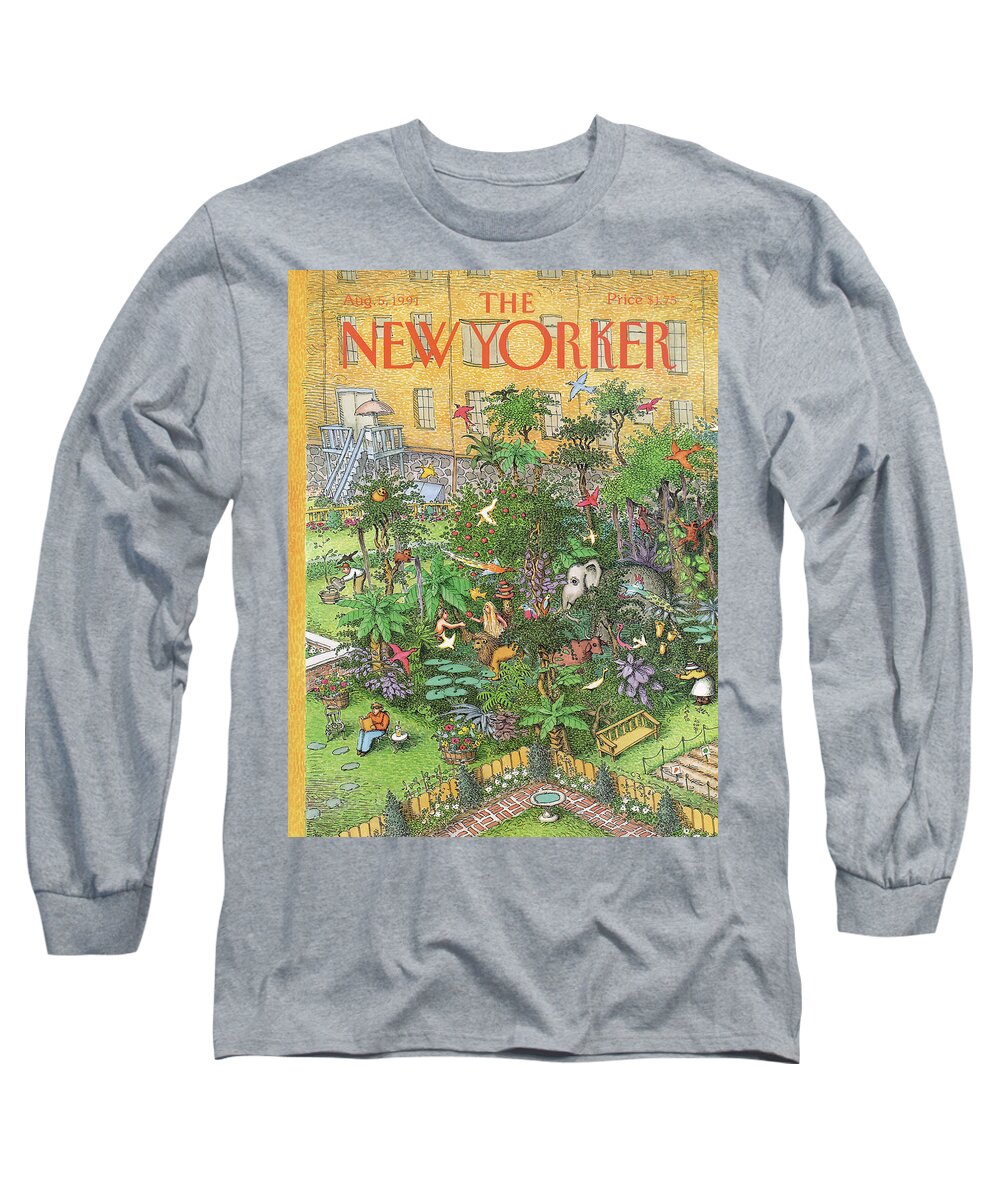 Animals Long Sleeve T-Shirt featuring the painting New Yorker August 5th, 1991 by John O'Brien