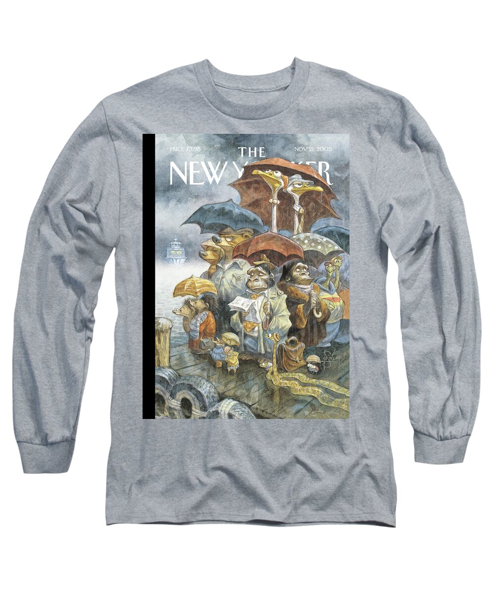 Animals Long Sleeve T-Shirt featuring the painting Two By Two by Peter de Seve