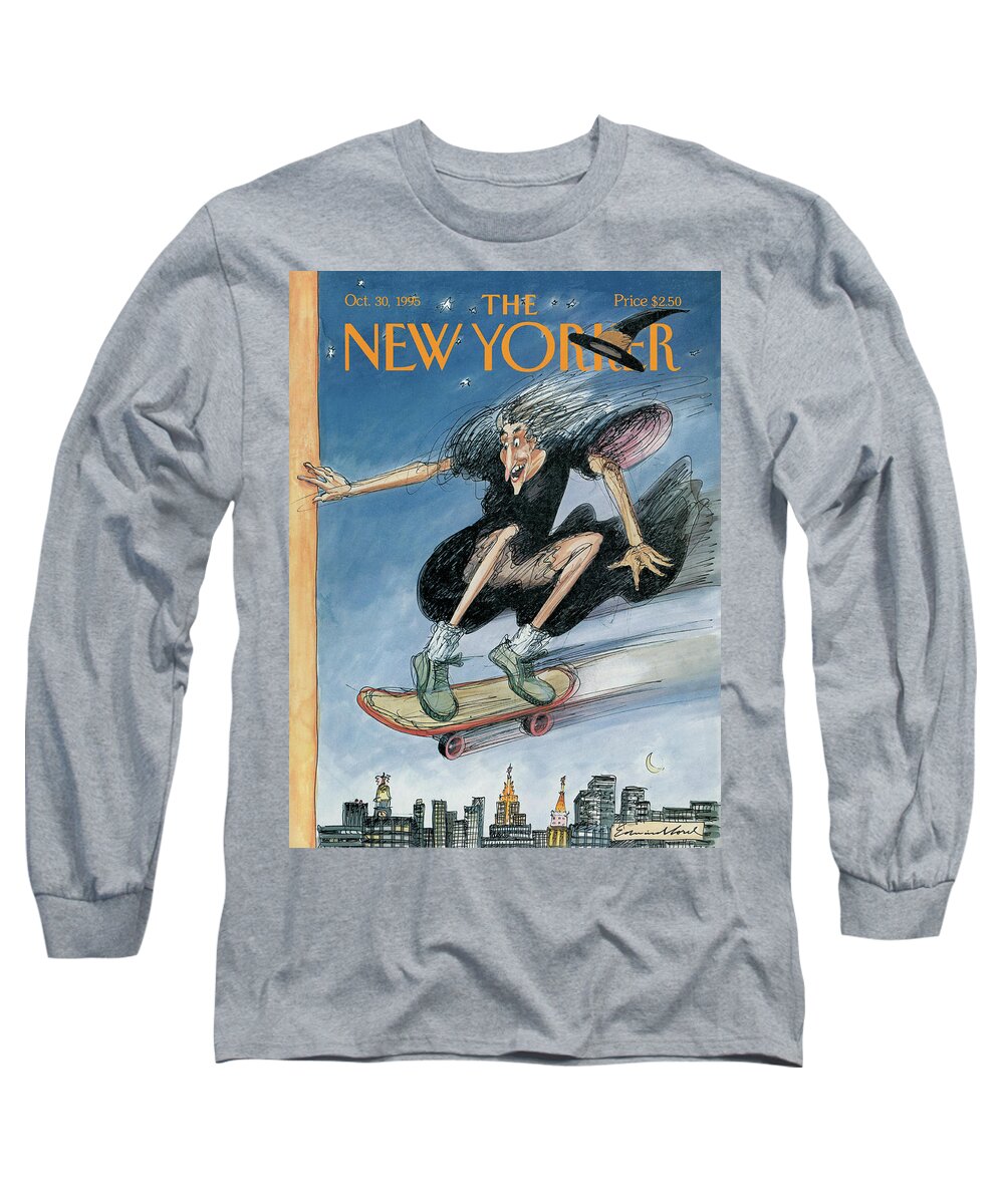 Hell On Wheels Long Sleeve T-Shirt featuring the painting New Yorker October 30th, 1995 by Edward Sorel