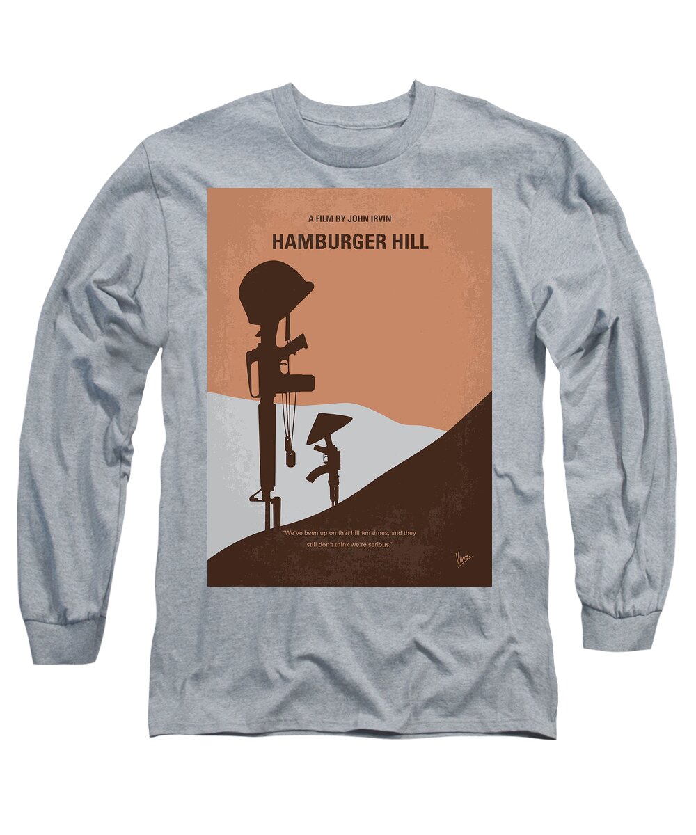 Hamburger Hill Long Sleeve T-Shirt featuring the digital art No428 My Hamburger Hill minimal movie poster by Chungkong Art