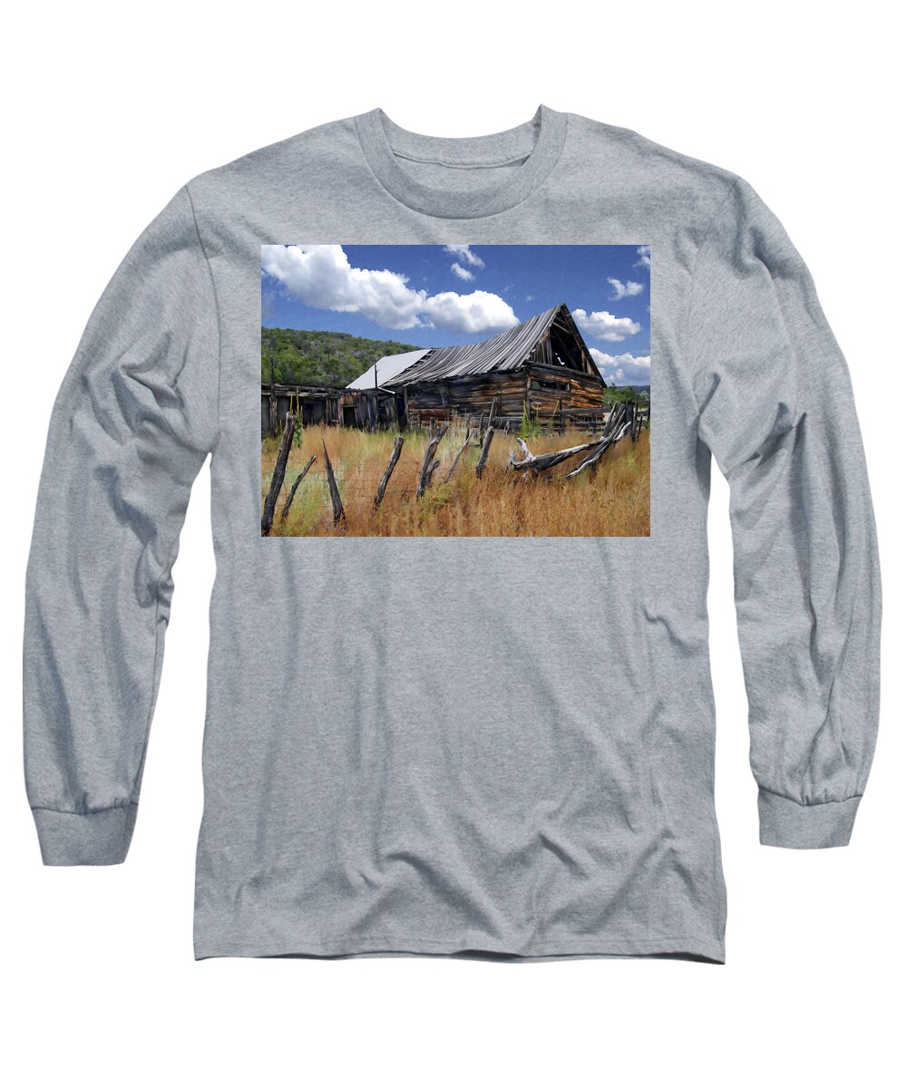 Barn Long Sleeve T-Shirt featuring the photograph Old Barn Las Trampas New Mexico by Kurt Van Wagner