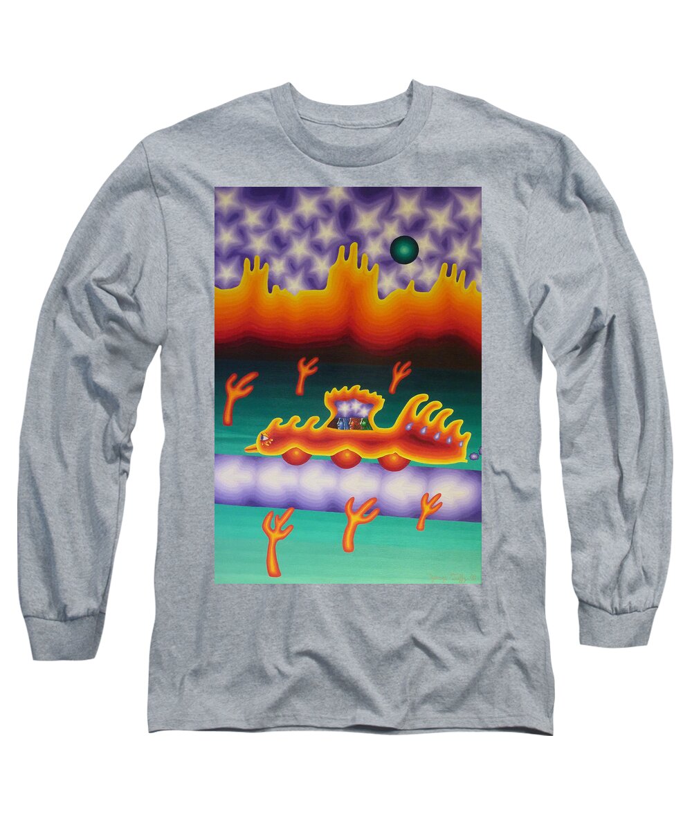 Fantasy Painting Long Sleeve T-Shirt featuring the painting On the road by George Tuffy