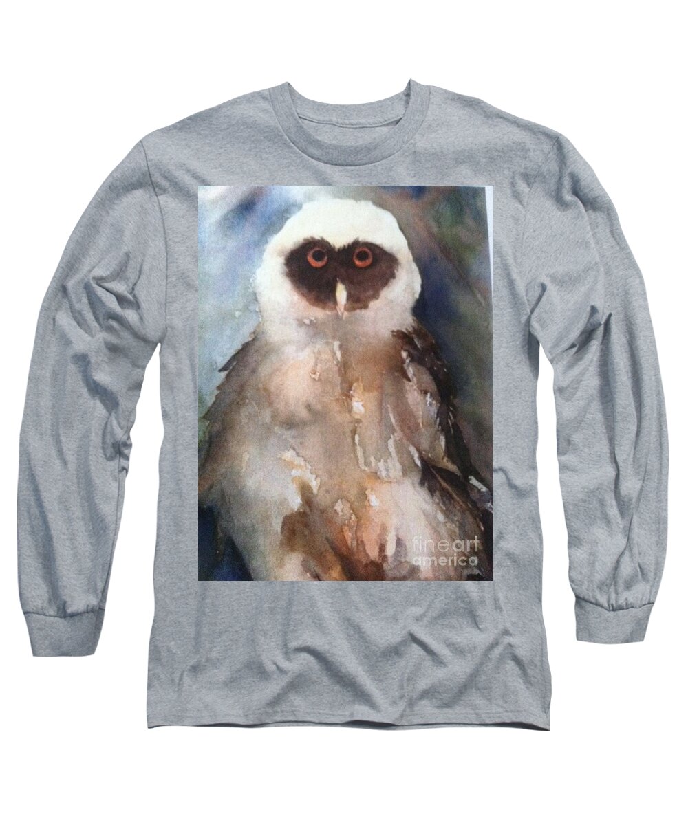 Owl Long Sleeve T-Shirt featuring the painting Owl by Sherry Harradence