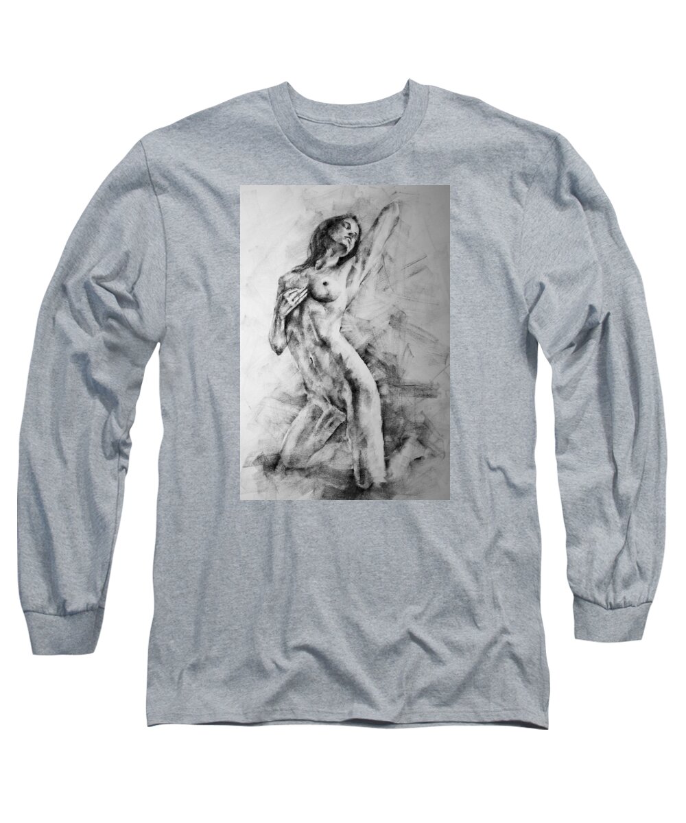 Erotic Long Sleeve T-Shirt featuring the drawing Page 12 by Dimitar Hristov