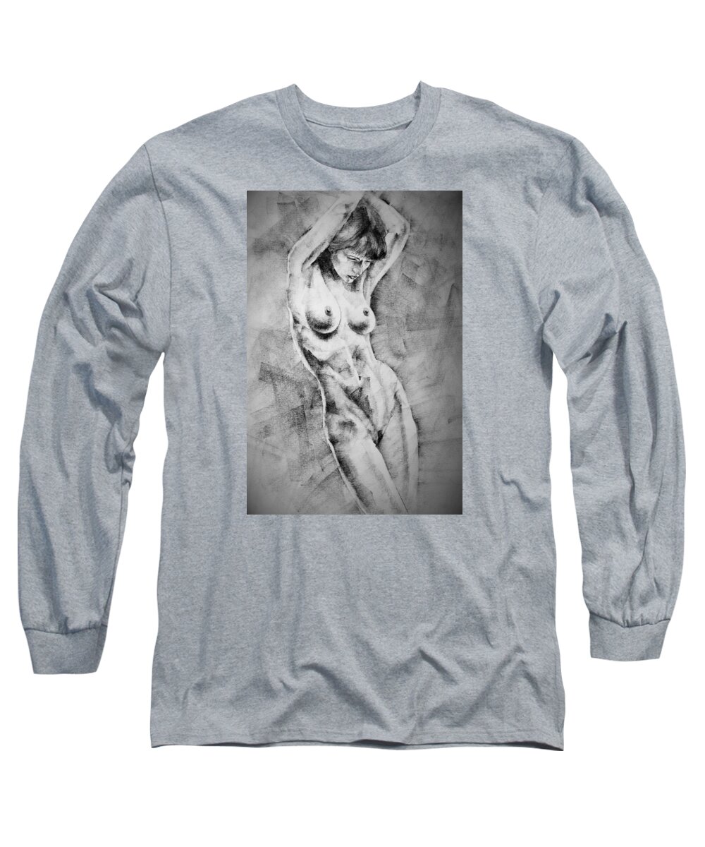 Erotic Long Sleeve T-Shirt featuring the drawing Page 17 by Dimitar Hristov