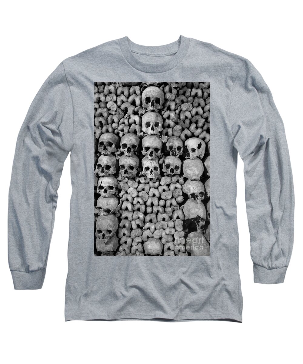Bone Long Sleeve T-Shirt featuring the photograph Paris Catacombs by Inge Johnsson